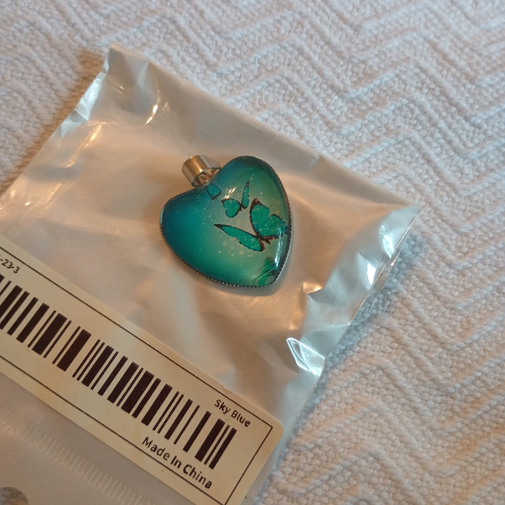 Teal Heart Pendant with Necklace